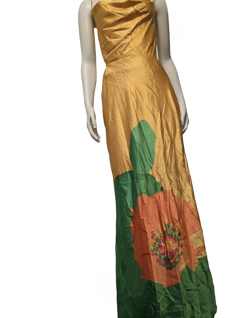 Yellow and Green Floral Maxi Dress